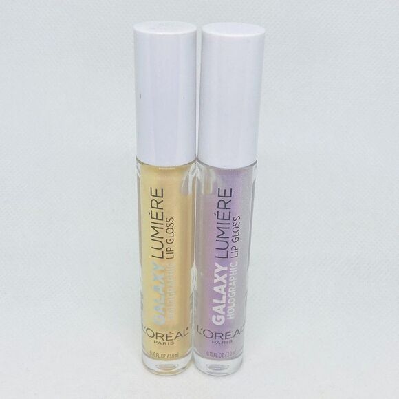 ŁORÉAL PARIS Lumiére Lip Gloss Ethereal Gold 03, Polaris Pink 04 Mixed Lot - Picture 1 of 3